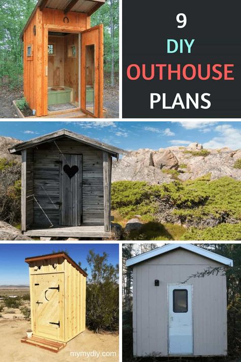 9 DIY outhouse plans Outhouse Building Plans, Mini Paper House, Diy Outhouse Plans, Simple Outhouse, Simple Outhouse Plans, Outhouse Diy, Outdoor Toilet Ideas, Outhouse Plans How To Build, How To Build An Outhouse