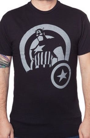 Captain America Silhouette T-Shirt Spider Man Deadpool, Venom Wolverine, Captain America Tshirt, Captain America Iron Man, Superhero Shirt, Marvel Shirt, Man Black, Book Tshirts, Custom Clothing