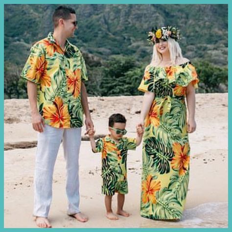 The perfect beach photos for your special island vacation memories start with custom outfits from Devonchey Creations...contact us today for more info on how to get yours.🌴 Couples Hawaiian Outfits, Hawaiian Couple Outfits, Matching Hawaiian Outfits, Family Hawaii Shirts, Hawaiian Party Outfit, Luau Outfits, Island Style Clothing, Button-up Hawaiian Shirt With Palm Tree Print For Beach, Hawaii Outfits