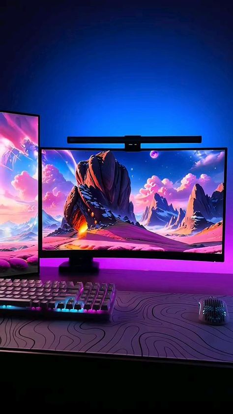 Gaming setup ideas for everyone yeah there is something for you just look around my page :) Created by malgbaisi_ Rgb Pc Build, Clean Gaming Room, Small Gamer Bedroom, Cozy Gaming Aesthetic, Gaming Setup Aesthetic, Streamer Aesthetic, Pc Set Ups, Banner Template Photoshop, Gaming Pc Setup