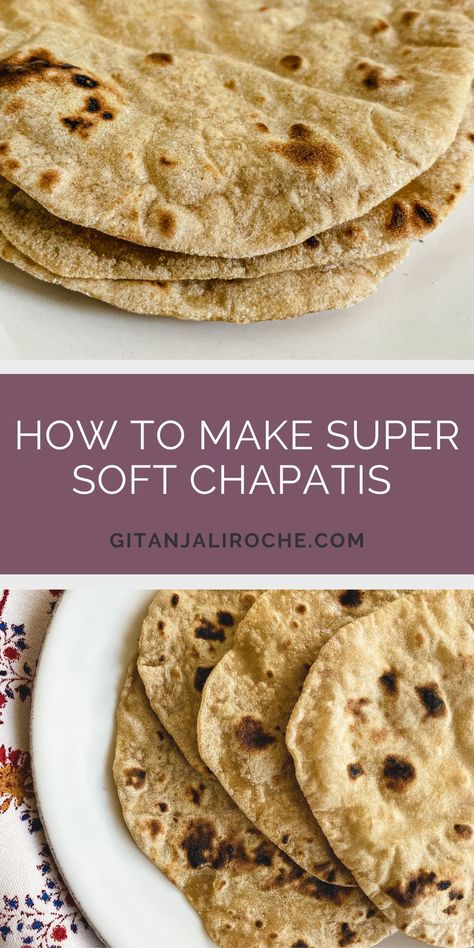 Whole Wheat Chapati, Whole Wheat Roti Recipe, Soft Chapati Recipe, Chapati Recipe, Chapati Recipes, Roti Recipe, Creative Cooking, Oil And Water, Vegetarian Entrees