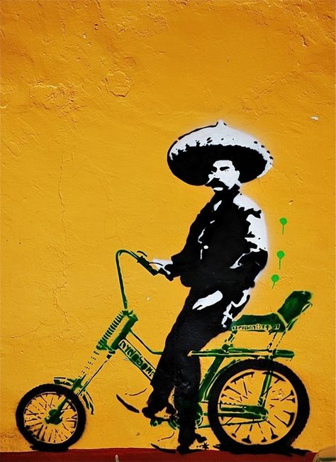 Best Graffiti, Graffiti Artwork, Mexican Street, Bicycle Art, Cycling Art, Art Et Illustration, Mexican Culture, Bike Art, Mexican Art