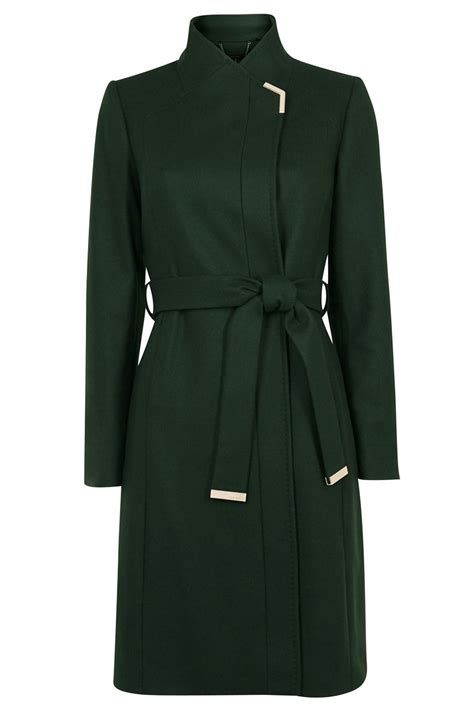 Ted Baker “ELLGENC,” Long belted wrap coat Kibbe Style, Belted Wrap Coat, Beautiful Wardrobe, Green Wrap, Longline Coat, Deep Winter, Wrap Coat, Belted Coat, Outfit Women