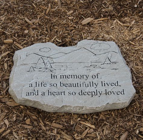 Memorial Stones can be a tribute to a loved one or a way of showing your sympathy for a friend in their time of loss. Made in the USA of cast stone and are finished by hand to create a product that will last for years to come. "In memory of a life so beautifully lived, and a heart so deeply loved." Comes with Black Easel for Display. Tributes To Loved Ones Lost, In Memory Of, Memorial Stones Diy, Gravestone Ideas, Headstone Ideas, Miss You Mom Quotes, Memorial Quotes, Black Easel, Memory Of A Loved One