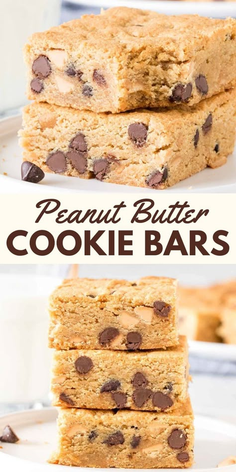 Chocolate Chips And Peanut Butter, Butter Cookie Bars, Chip Recipes, Peanut Butter Cookie Bars, Crumble Cookie, Making Cookies, Cookie Bar, Chocolate Chip Cookie Bars, Cookie Spread