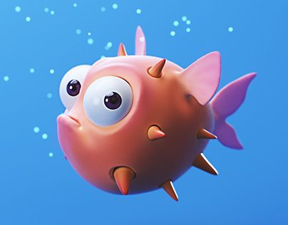 Spline 3d, Fish Alien, Alien Fish, Unicorn Fish, Balloon Fish, Drinking Design, 3d Maya, 3d Fish, Illustration Motion