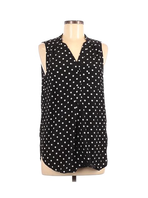 Black Polka Dot Top, Polka Dots Tops, Black Sleeveless Blouse, Polka Dot Print, Black Polka Dot, Blouse Black, Black Sleeveless, Small Tops, Polka Dot Top