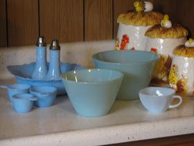 They Call This America: The difference between Delphite, Turquoise Blue, and Azurite Fire King Dishes, Corningware Vintage, Vintage Kitchen Appliances, Milk Glass Collection, Vintage Dishware, Peach Lustre, Dark House, An Apology, Antique Dishes