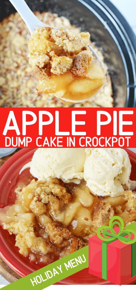 Apple Pie Crock Pot Dump Cake, Apple Pie Recipe Crockpot, Apple Dump Cake Slow Cooker, Easy Apple Desserts Crock Pots, Apple Pie In The Crock Pot, Desserts In Crockpot Simple, Dessert Slow Cooker Recipes, Apple Dump Cake With Pie Filling Crock Pot, Apple Pie In Crockpot