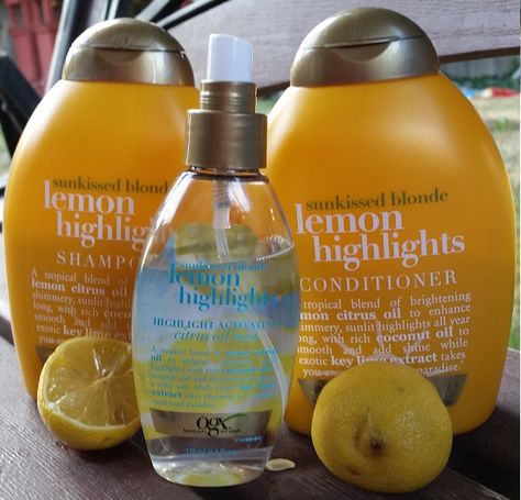 OGX Lemon Highlights | Make Her Up Lemon Highlights, Ogx Hair, Ogx Hair Products, Milk Products, How To Lighten Hair, Hair Product, My Nails, Dream Hair, Shampoos