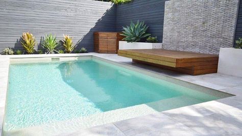 Pebblecrete Pools | Gold Coast | Sundollar Pools Garden Design Ideas On A Budget, Small Inground Pool, Pool Paving, Pool House Decor, Kleiner Pool Design, Deck Piscina, Moderne Pools, Swimming Pool Decks, Pool Landscape Design