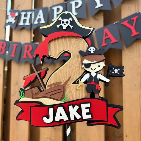 Custom Pirate Cake Topper | Pirate Birthday Party Decorations | Ahoy Mateys Party Supplies | Pirate Party Decor Pirate Birthday Party Decorations, Pirate Cake Topper, Pirate Party Decor, Number Topper, Pirate Cake, Pirate Birthday Party, Pirate Birthday, Pirate Party, Cake Pop