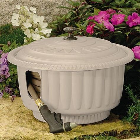 Have to have it. Suncast 50ft Hose Hideaway Hose Pot $54.98 Courtyard Pool House, Hose Hideaway, Hose Pot, Compost Container, Pool House Decor, Compost Bucket, Courtyard Pool, Garden Hose Reel, Backyard Patio Ideas