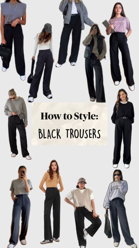 Trousers Winter Outfit, Black Trousers Outfit Winter, Black Trousers Outfit Work, Trousers Outfit Work, Trousers Outfit Winter, Style Black Trousers, Black Trousers Outfit, Chubby Style, School Trousers