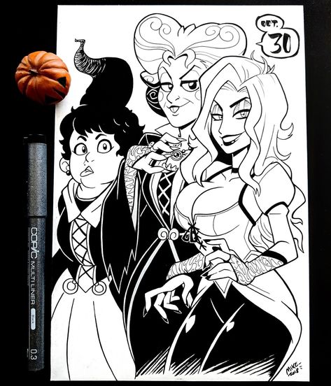 The Sanderson Sisters, Halloween Wallpaper Iphone Backgrounds, Spooky Tattoos, Sanderson Sisters, Postcard Art, Halloween Illustration, Halloween Drawings, Gothic Horror, Drawing Inspo