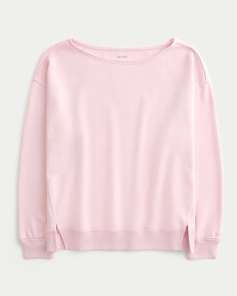 Women's Oversized Off-the-Shoulder Sweatshirt | Women's Tops | HollisterCo.com Oversized Crewneck Outfit, Pink Off The Shoulder Sweater, Crewneck Outfit, Clothing Png, Hollister Sweatshirt, Fall Fit, Hollister Sweater, Oversized Crewneck, Off Shoulder Sweater