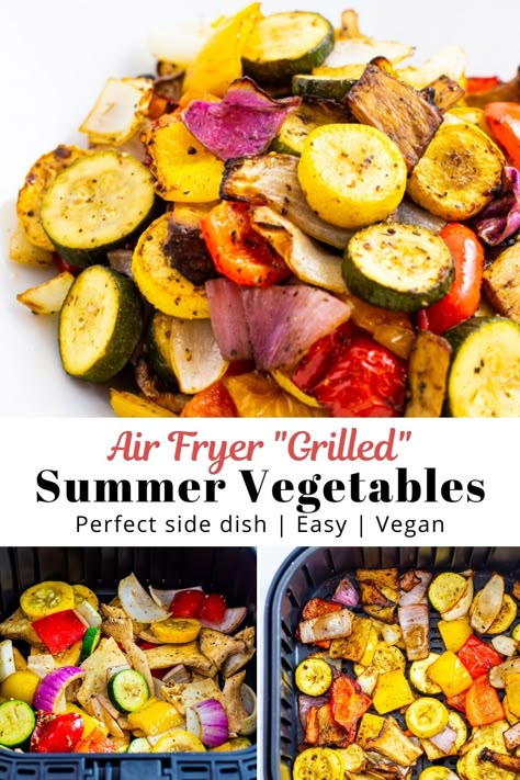 Grilled Veggies In Air Fryer, Grilled Vegetables Air Fryer, Vegetable Kabobs In Air Fryer, Air Fryer Roasted Vegetables Recipe, Healthy Air Fryer Vegetables, Air Fryer Mixed Vegetables, Air Fry Vegetable Recipes, Airfryer Vegetables Recipes, Air Fry Veggies