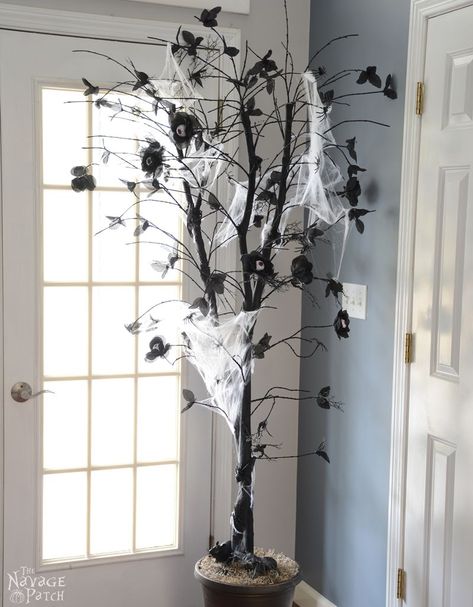 The Halloween Tree | DIY Halloween decoration | Upcycled holiday decoration | Cheap & easy crafts | #upcycled #diy #Halloween #crafts | TheNavagePatch.com The Halloween Tree, Diy Halloween Tree, Diy Halloween Dekoration, Halloween Decor Diy, Casa Halloween, Adornos Halloween, Halloween Tree, Halloween Crafts Decorations, Halloween Tattoo