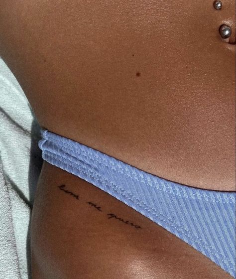 Tattoos About Music, Pelvic Tattoos, Tato Minimal, Small Girly Tattoos, Waist Tattoos, Hip Tattoos Women, Writing Tattoos, Petite Tattoos, Classy Tattoos