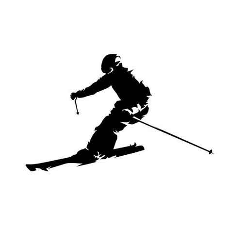 Skiing Tattoo, Ice Skiing, Black And White Google, Ski Club, Downhill Skiing, Vector Silhouette, Concept Art Drawing, Art Contest, Free Vector Graphics