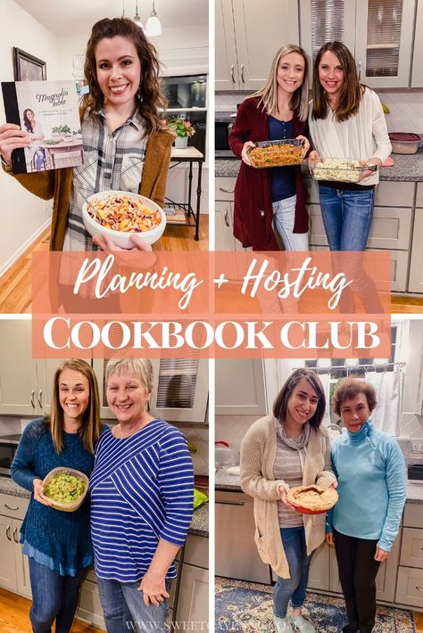 Cooking Class Ideas For Adults, How To Host Cooking Classes, Cookbook Club Invite, Cookbook Book Club, Cooking Class Decoration Ideas, Recipe Swap Party Ideas, Book Club Dinner Ideas Meals, Cookbook Club Ideas, Cooking Club Ideas