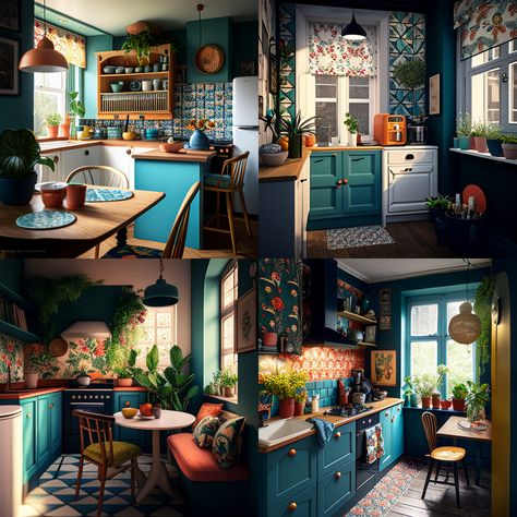 Дизайн кухни, дизайн маленькой кухни Quirky Classic Interior, Haute Boheme Kitchen, Colourful Kitchen Aesthetic, Bohemian Chic Kitchen, Small Kitchen Eclectic, Modern Maximalist Kitchen, Kitchen Ideas Maximalist, William Morris Interior Design, Colorful Eclectic Home Kitchen