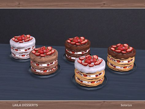 Desserts Cake, Sims 4 Anime, Sims 4 Clutter, 4th Birthday Cakes, Dessert Set, Sims 4 Build, Dessert Decoration, Bakery Cakes, Sims 4 Cc