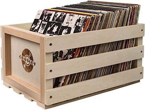 Record Storage Box, Crosley Radio, Record Crate, Wooden Storage Crates, Album Storage, Storage Crate, Vinyl Record Storage, Record Storage, Crate Storage