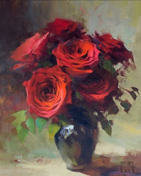 Red Canvas Art, Red Oil, Painting The Roses Red, Rose Oil Painting, 2022 Art, Red Painting, Red Canvas, Red Art, Amazing Art Painting