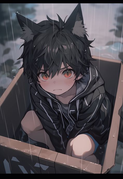 Anime Dog Boy, Anime Catboys, Catboy Anime, Black Cat Boy, Wolf Boy, Anime Cat Boy, Neko Boy, Black Cat Anime, Anime Goth