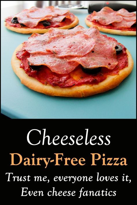 Pizza No Cheese, Cheese Free Pizza, Dairy Free Pizza Recipe, Vegan Pizza Cheese, Pizza Alternatives, Go Dairy Free, Dairy Free Pizza, Cheese Alternative, Pizza Cheese