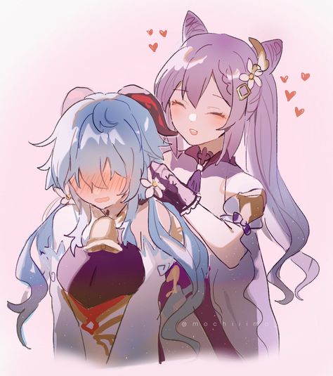 mochii もちい~🌼 live2d comms open🌼(vtuber soon?) on Twitter: "Keqing x Ganyu 💜💙 #GenshinImpact #原神… " Best Rpg, Fandom Games, Love U So Much, Yuri Anime, Anime Girlxgirl, Cute Animal Drawings, Visual Novel, Cat Girl, Super Sweet