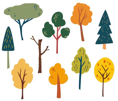 Premium Vector | Different trees big set. fir, pine, spruce, larch. coniferous and deciduous. forest hand draw colorful trees. vector cartoon illustration. isolated on the white background. Different Trees, Deciduous Forest, Forest Cartoon, Trees Vector, Illustration Example, Forest Drawing, Cartoon Trees, Forest Illustration, Colorful Trees