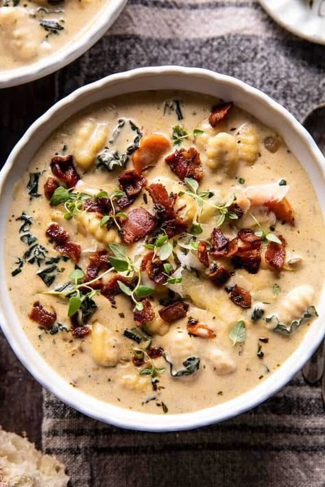 Creamy Gnocchi Soup with Rosemary Bacon | halfbakedharvest.com Creamy Gnocchi Soup, Creamy Gnocchi, Half Baked Harvest Recipes, Plats Healthy, Gnocchi Soup, Harvest Recipes, Soup For The Soul, Soups Stews Chilis, Food Soup