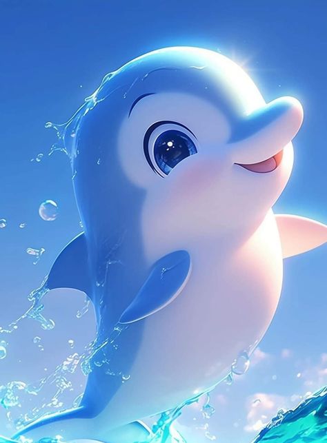 Cute Dolphin Wallpaper, Dolphin Cartoon, Dolphin Art, Cute Bunny Pictures, Cute Mobile Wallpapers, Cute Small Animals, Phone Wallpaper Pink, Love Animation Wallpaper, Cute Animal Clipart