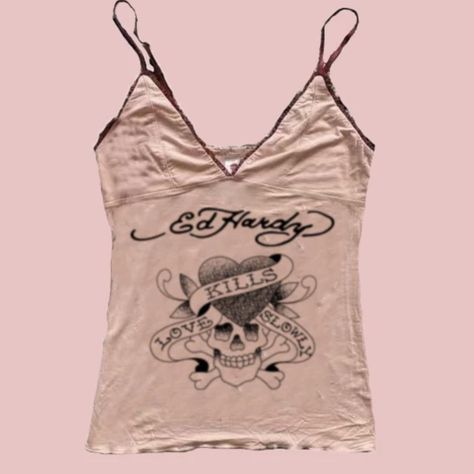 Ed hardy cami tank 🤍

#edhardy #camitank #y2k... - Depop Corset 90s, Ed Hardy Top, Insane Fashion, Y2k Corset, Y2k Depop, Thrift Finds, Virtual Closet, Ed Hardy, 2000s Fashion