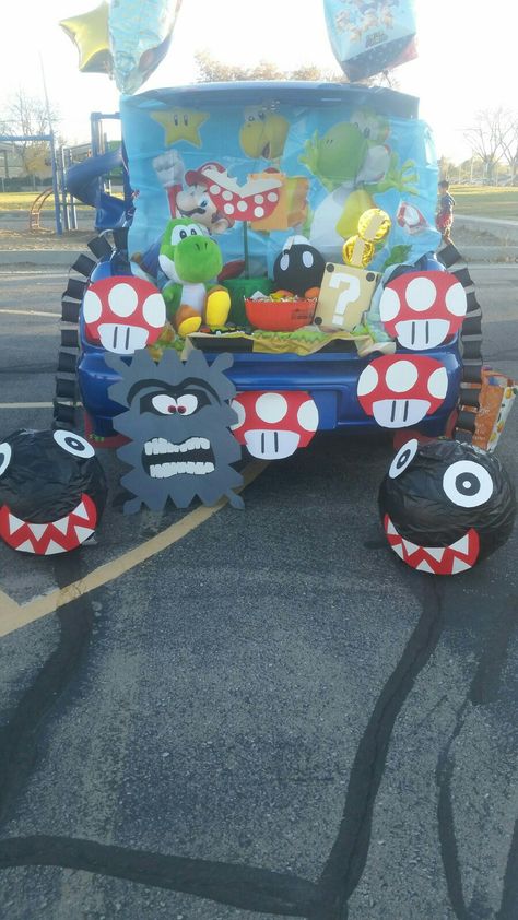 My trunk or treat first time most of the decorations done by hand by me. Super mario trunk or treat. Mario Kart Trunk Or Treat, Mario Bros Trunk Or Treat, Mario Trunk Or Treat, Halloween Golf Cart, Mario Halloween Costumes, Trunk Or Treat Halloween, Golf Cart Decorations, Mario Halloween, Trunker Treat Ideas