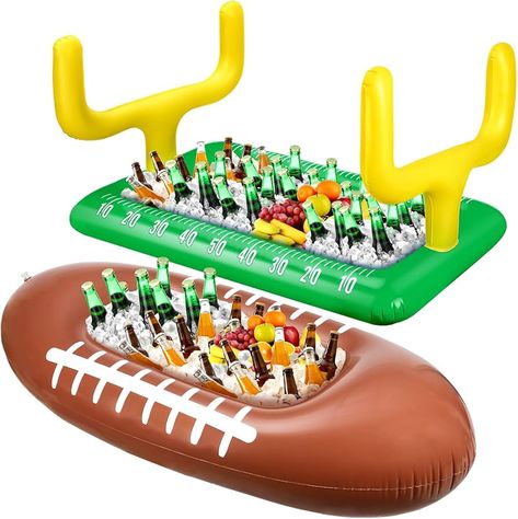 Amazon.com: Leitee 2 Pcs Inflatable Football Drink Cooler Football Party Decoration Inflatable Football Field Cooler Ice Serving Bar Food Container for Sport Party Supplies Decorations(Green, Brown) : Toys & Games Teen Birthday Party Themes, Football Party Drinks, Football Drink, Toddler Birthday Party Themes, Inflatable Cooler, Football Balloons, Football Watch Party, Sports Baby Shower Theme, Football Party Supplies