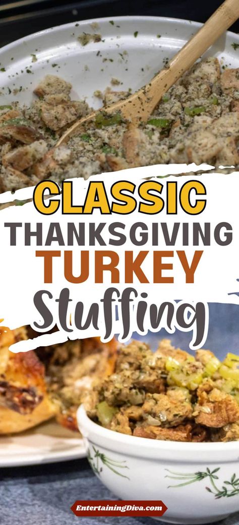 Classic Thanksgiving Turkey Stuffing | Holidays and Events Old Fashion Turkey Dressing, Old Fashion Stuffing, Celery Recipes Soup, Traditional Turkey Stuffing, Sage Turkey, Turkey Stuffing Recipe, Thanksgiving Turkey Stuffing, Turkey Dressing Recipe, Old Fashioned Bread