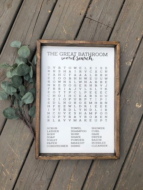 Bathroom Word Search, Bathroom Decor Rustic, Spanish Bathroom, Rustic Wedding Gifts, Wedding Ceremony Signs, Cabin Signs, Rustic Wedding Signs, Rustic Bathroom Decor, Funny Bathroom Signs