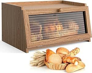 LOHASOK Bread Box for Kitchen Countertop Large Bread Box Farmhouse Bread Container Bread Storage with Window Bread Holder Bread Holder, Farmhouse Bread, Wooden Bread Box, Bread Container, Bread Storage, Bread Boxes, Bread Box, Block Craft, Food Storage Container