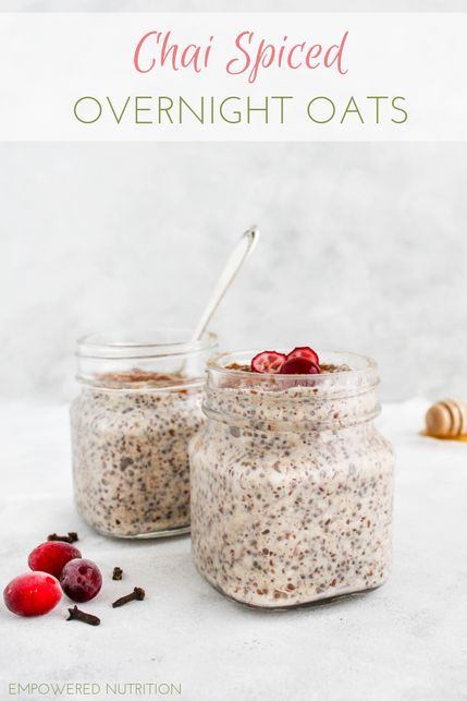 Make your mornings easier with these chai spiced overnight oats that you can prep the night before. The warming spices are a cozy and flavorful way to start your day. | EmPowered Nutrition | #overnightoats #easybreakfastideas #chaispice Chai Oatmeal Overnight, Overnight Oats With Chai Seeds, Chai Seed Overnight Oats, Overnight Chai Oats, Chai Overnight Oats, Vegan Week, Oatmeal Overnight, Pack Lunches, Breakfast Overnight