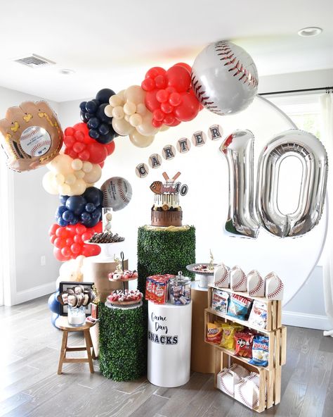 Baseball Party, Baseball Birthday, Baseball Bash, Baseball Theme, Baseball Party Decor, Baseball Snacks Backyard Baseball Party, Baseball 10th Birthday Party, Baseball Theme Dessert Table, Baseball Party Balloons, Baseball 5th Birthday Party, Baseball Birthday Decor, Baseball Kids Party, Take Me Out To The Ballgame Party, Baseball 3rd Birthday Party