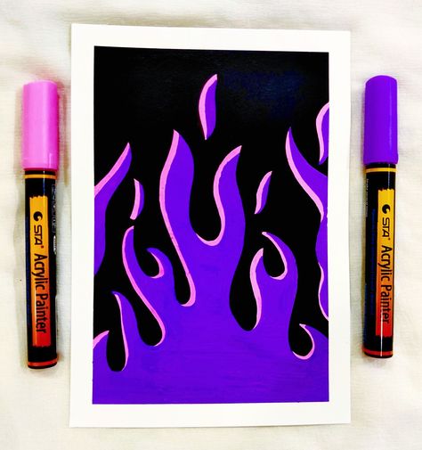 Cute Drawings For Canvas, Random Things To Paint In Your Room, Painting Ideas Grunge Aesthetic, Easy Black Paintings, Posca Neon Art, Doodle Art Designs For Beginners, Easy Neon Paintings, Purple Aesthetic Drawings, Purple Painting Aesthetic