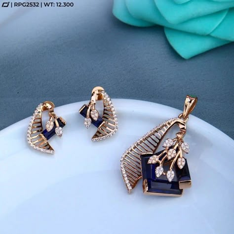 Rose Gold Pendant Set, Pendal Set, Fashion Jewelry Necklaces Gold, Fancy Pendant, Gold Pendant Set, Pendent Set, Delicate Gold Jewelry, Bridal Necklace Designs, Diamond Pendent