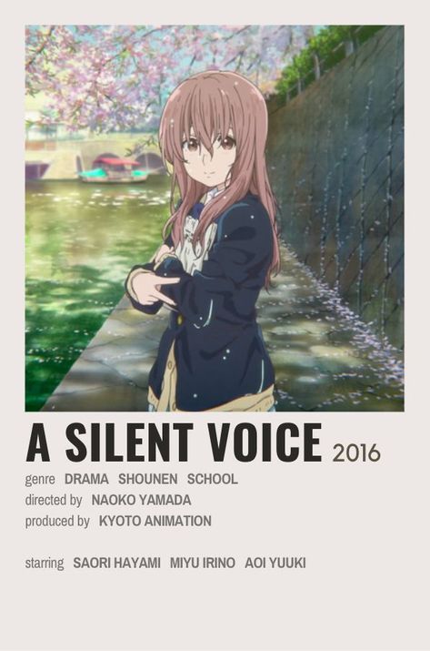 Studio Ghibli Poster, A Silent Voice Anime, Japanese Animated Movies, Anime Suggestions, Film Posters Minimalist, Yandere Manga, Kyoto Animation, Film Poster Design, Poster Anime