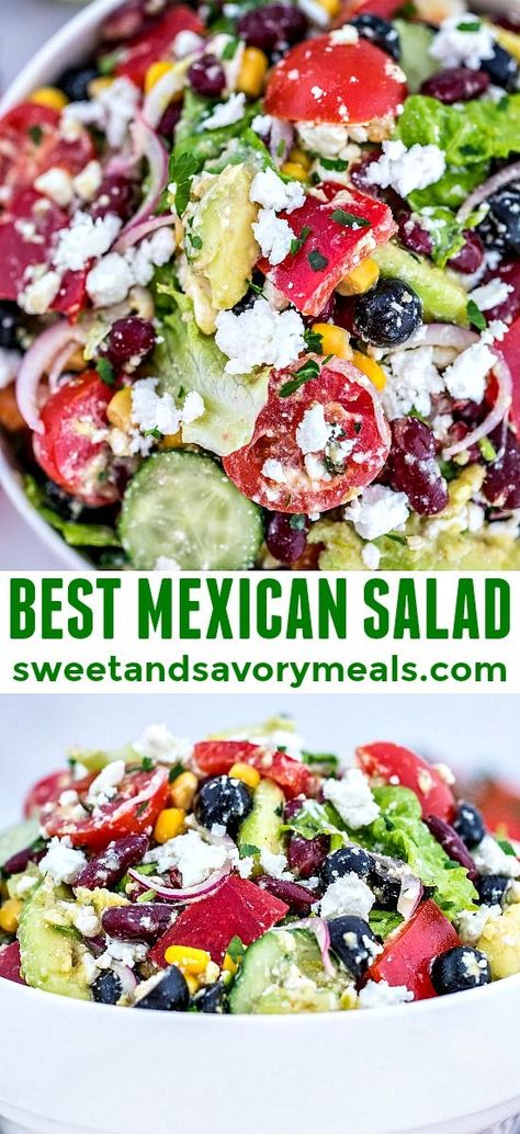 Meals Mexican, Salad With Lime Dressing, Crockpot Recipes Mexican, Mexican Salad Recipes, Mexican Salad, Savory Recipe, Mexican Flavors, Mexican Salads, Vegetarian Salad Recipes