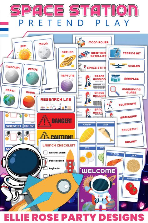 Blast Off! Take a trip into outer space with these free Space Station Dramatic Pretend Play printables. Or setup a classroom dramatic play center and take a trip into outer space with these free Space Station Dramatic Play printables. Get it here! Space Station Dramatic Play, Space Dramatic Play, Dramatic Play Printables Free, Classroom Dramatic Play, Spaceship Names, Space Theme Preschool, Super Mario Toys, Play Printables, Dramatic Play Center