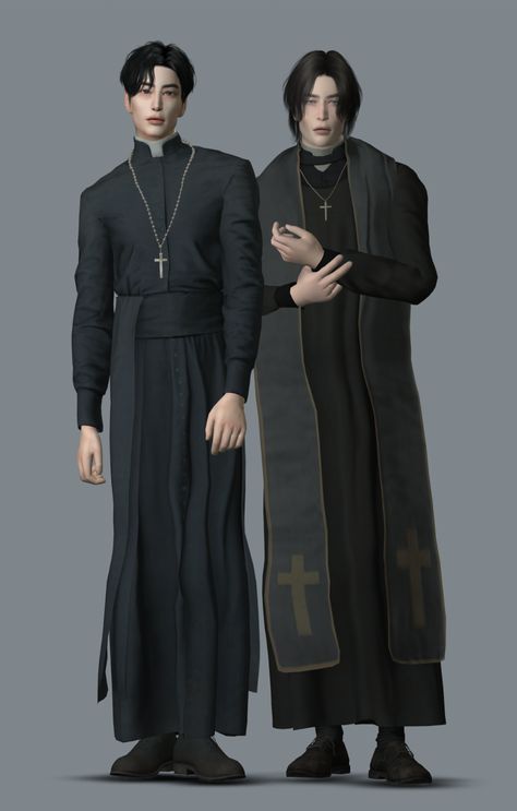 Sims 4 Butler, Priest Outfit, Thanks For Supporting Me, Ts4 Clothes, Masculine Clothing, Sims 4 Male Clothes, Vampire Clothes, Sims 4 Anime, Pelo Sims