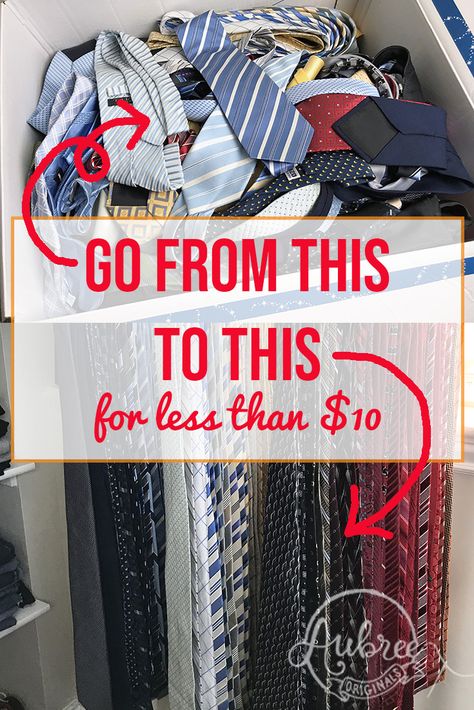 Men’s Tie Storage, Men’s Wardrobe Organisation, Diy Tie Organizer Ideas, Diy Tie Rack Ideas, Tie Organization Ideas, Tie Storage Ideas, Family Diy Gifts, Mens Closet Organization, Primary Closet